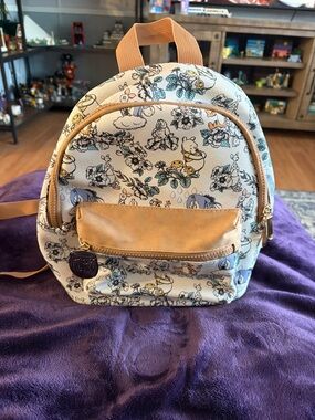 Cute Floral Character Mini Backpack in Cream and Tan